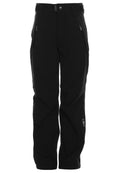 Schwarze Outdoor-Hosen aus strapazierfähigem Material. Mit zwei seitlichen Reißverschlusstaschen, einem Knopfverschluss und einem dezenten Logo am unteren Bein.