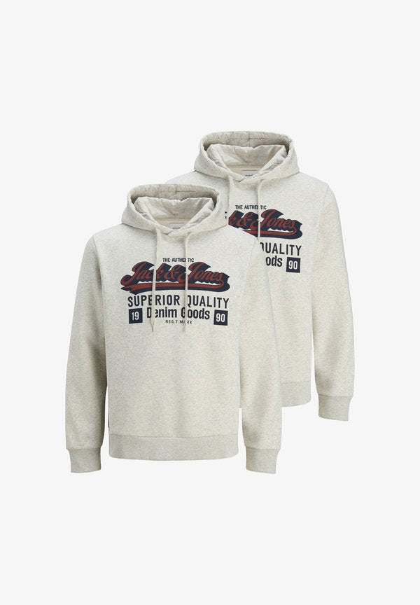 Jack & Jones 2 PACK - Hoodie - hellgrau melange