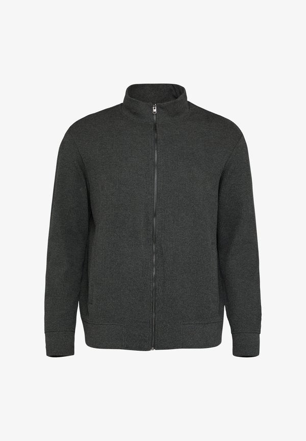 s.Oliver MIT STEHKRAGEN - Zip-up sweatshirt - dunkelgrau