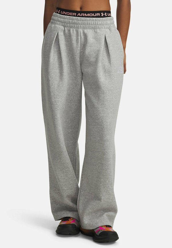 Under Armour RIVAL FLEECE SCRIPT - Tracksuit bottoms - mod gray light heather