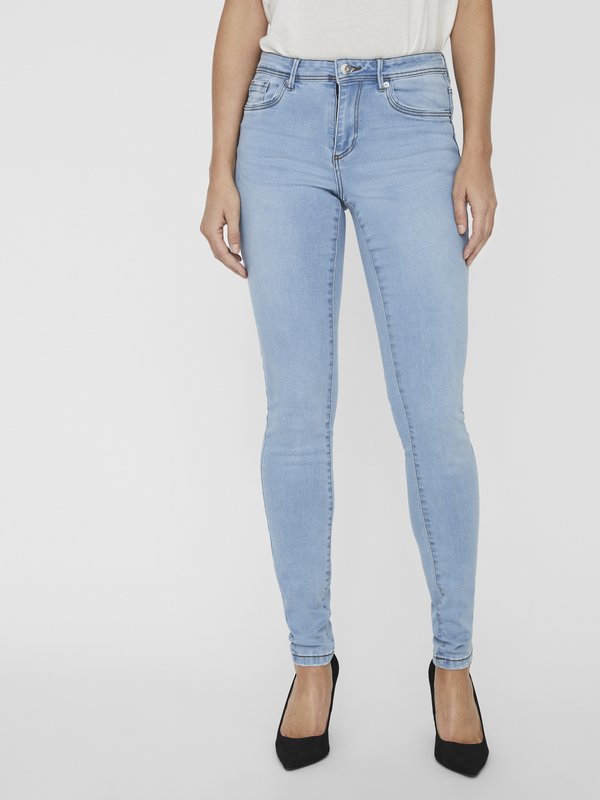 Vero Moda VMTANYA PIPING JEANS - Jeggings - light blue denim