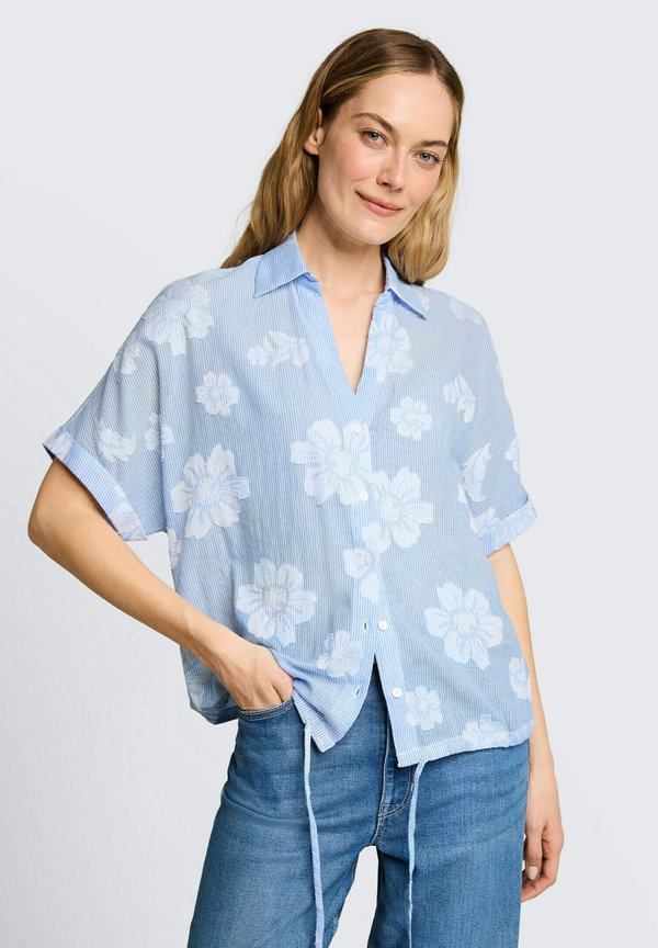 TOM TAILOR TOM TAILOR BLUSEN & SHIRTS OVERSIZE BLUSE MIT BLUMENMUSTER - Button-down blouse - blue flower dobby