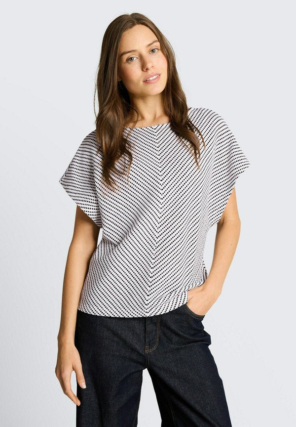 TOM TAILOR Print T-shirt - navy offwhite structure stripe