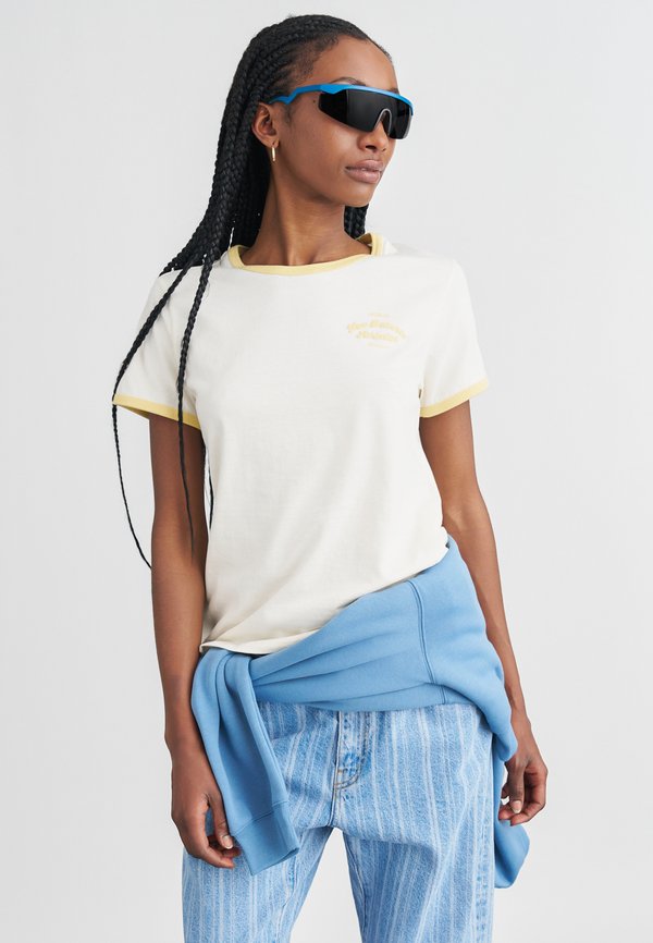 New Balance LINEAR HERITAGE RINGER - Print T-shirt - white