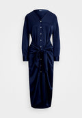 Polo Ralph Lauren SATIN TIE FRONT WRAP SHIRTDRESS