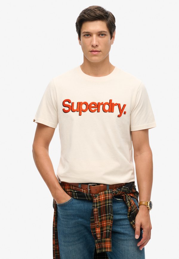 Superdry & Co CLASSIC CORE LOGO SHADOW  - Print T-shirt - oatmeal beige