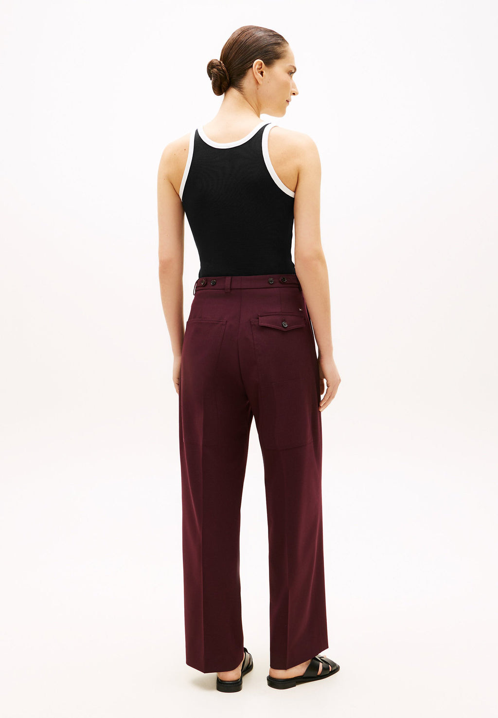 WOOL BLEND LOOSE STRAIGHT LEG TROUSERS Media 4