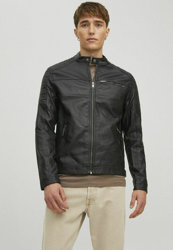 Jack & Jones WHTANO  - Leather jacket - black