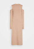 NU-IN HIGH NECK MIDI DRESS WITH LONG SLEEVES AND CUT OUT SHOULDER