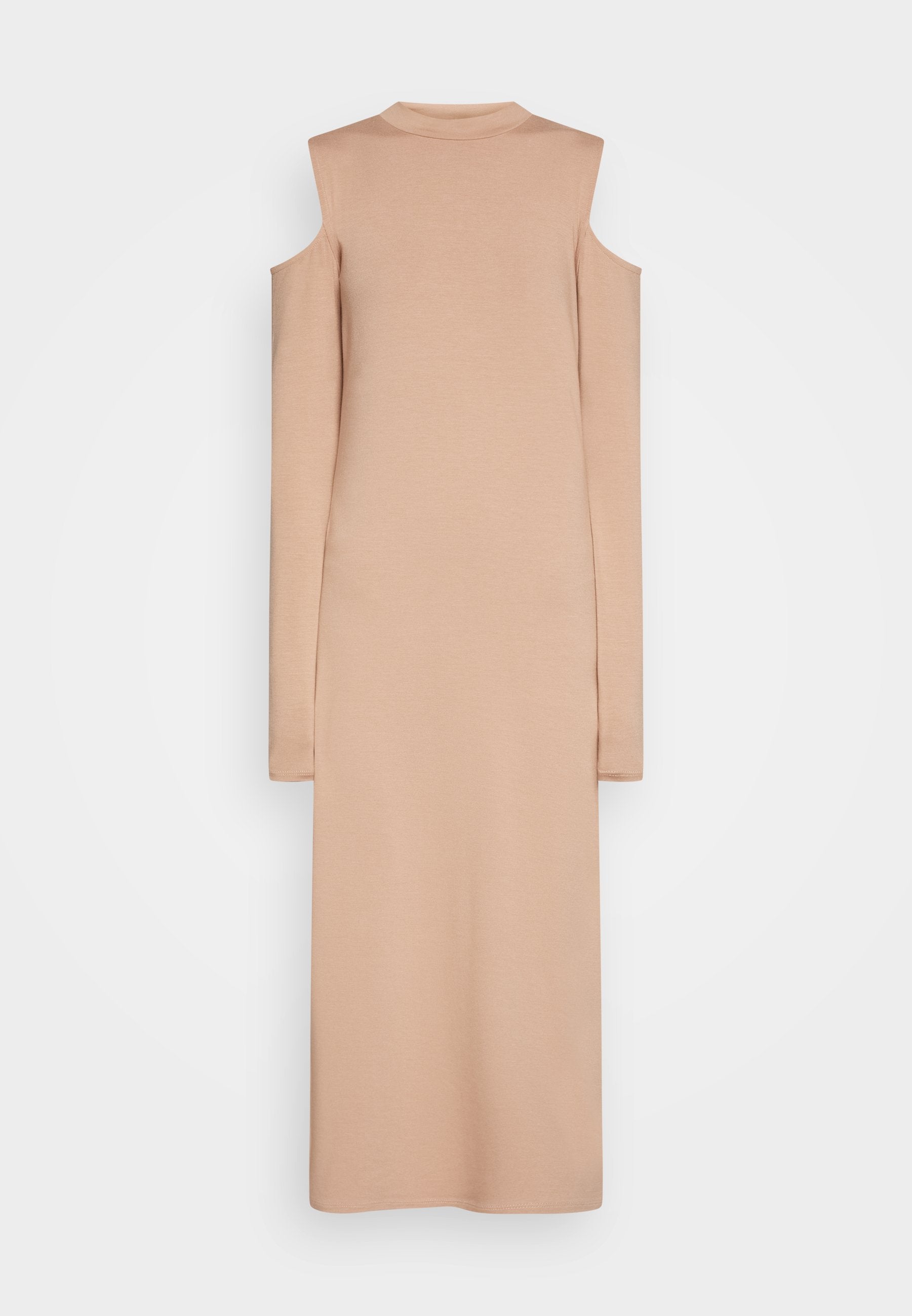 NU-IN HIGH NECK MIDI DRESS WITH LONG SLEEVES AND CUT OUT SHOULDER