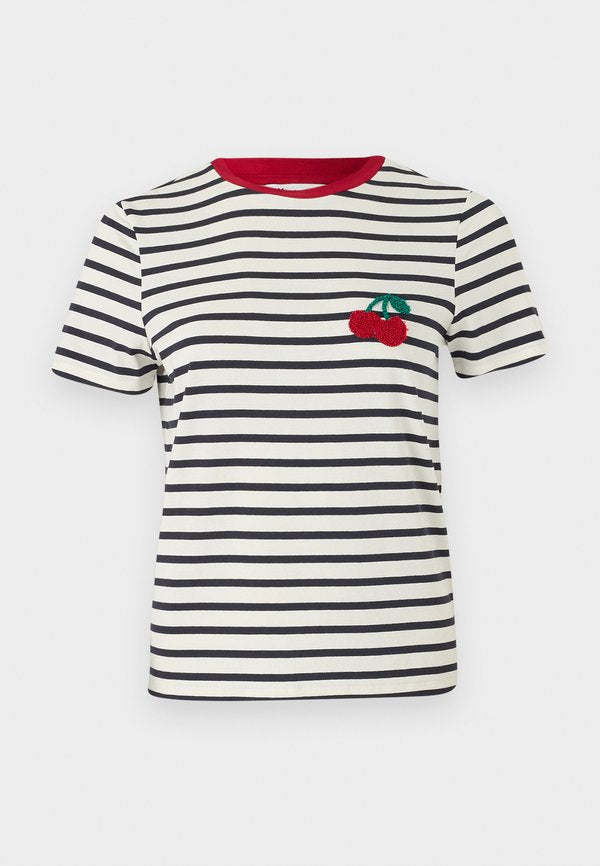 ONLY ONLHEART - Print T-shirt - cloud dancer/night sky/red cherry