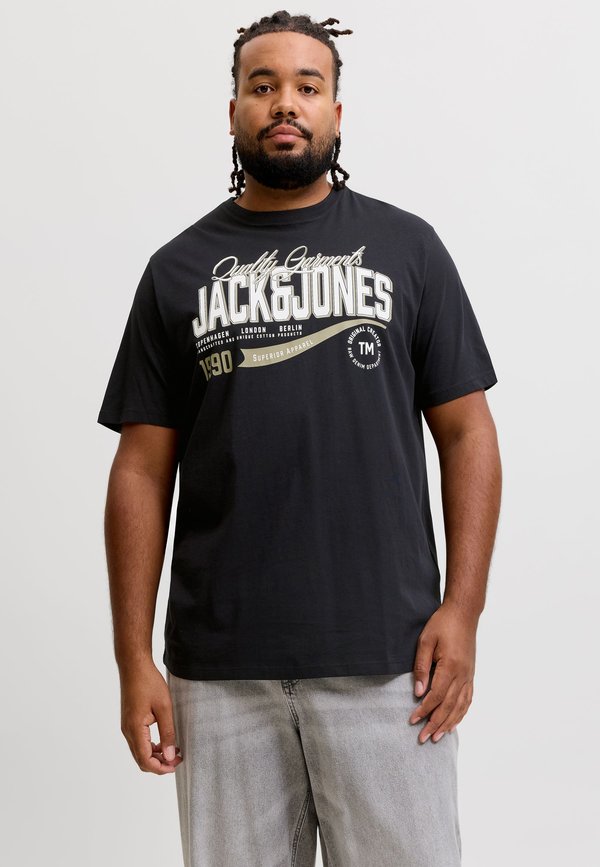 Jack & Jones T-SHIRT PLUS SIZE LOGO T-SHIRT - Print T-shirt - black