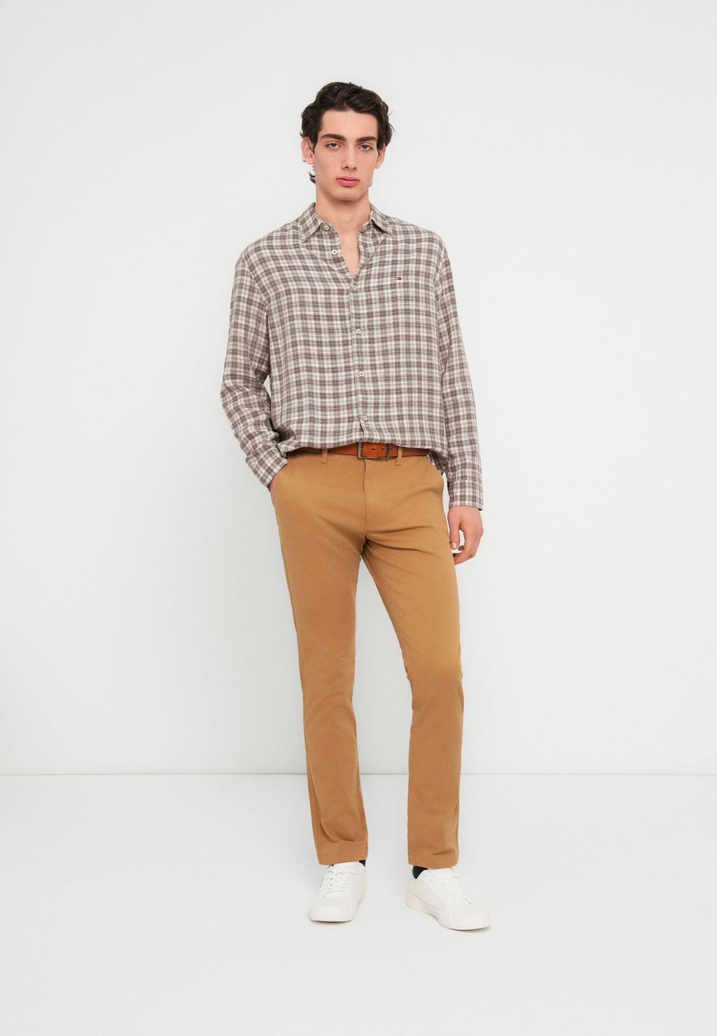 Tommy Jeans RELAXED FIT CHECK LINEN BLEND SHIRT