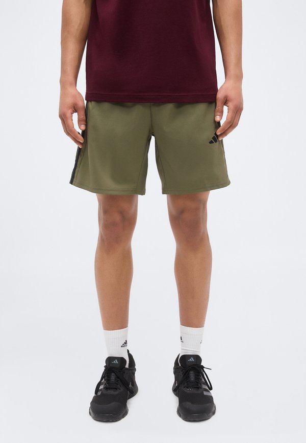 adidas Performance WORKOUT ESSENTIALS BASE 3 STRIPES - Sports shorts - olive strata/black