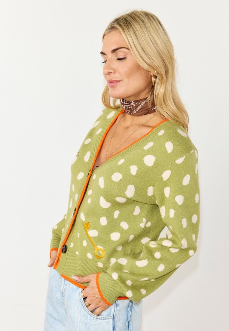Never Fully Dressed OLIVE FAWN JACQUARD CARDIGAN