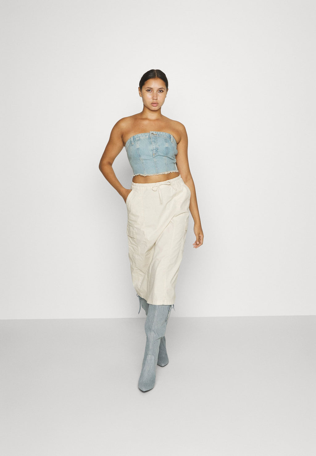 Hollister Co. RISE POPLIN CARGO MIDI