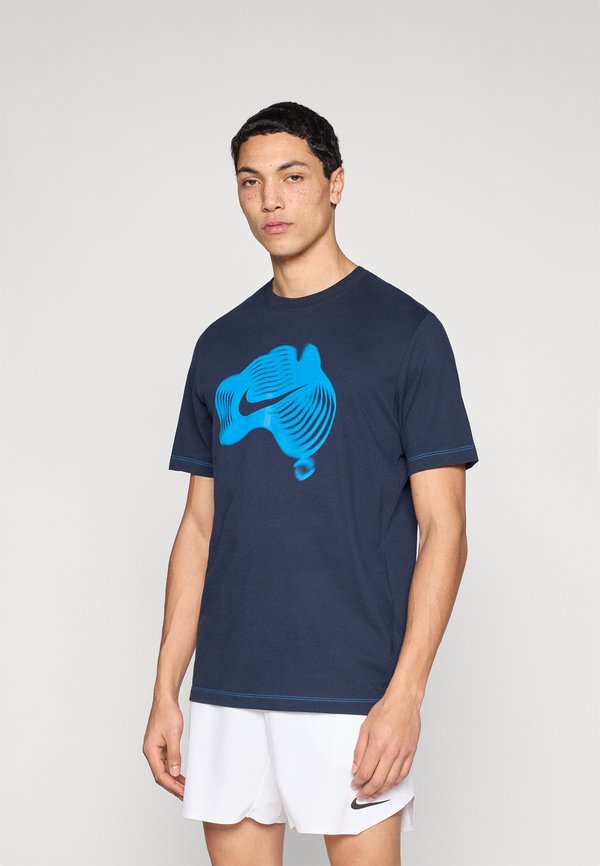 Nike Performance NIKECOURT TEE OPEN - Sports T-shirt - dark obsidian/photo blue