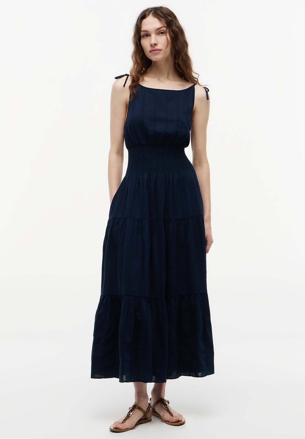 Tommy Hilfiger SMOCK TIE MIDI DRESS - Day dress - dark night navy