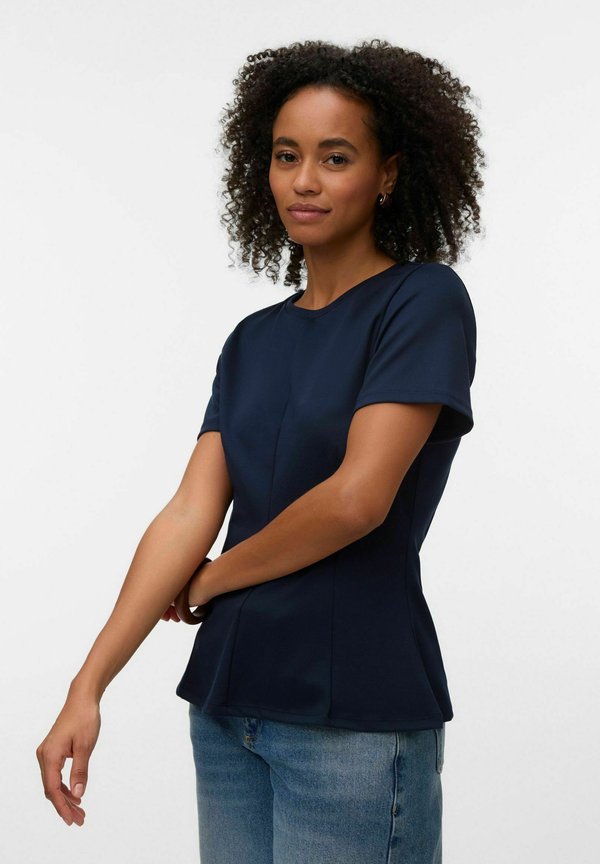 Vero Moda Peplum VMABBY - Basic T-shirt - navy blazer