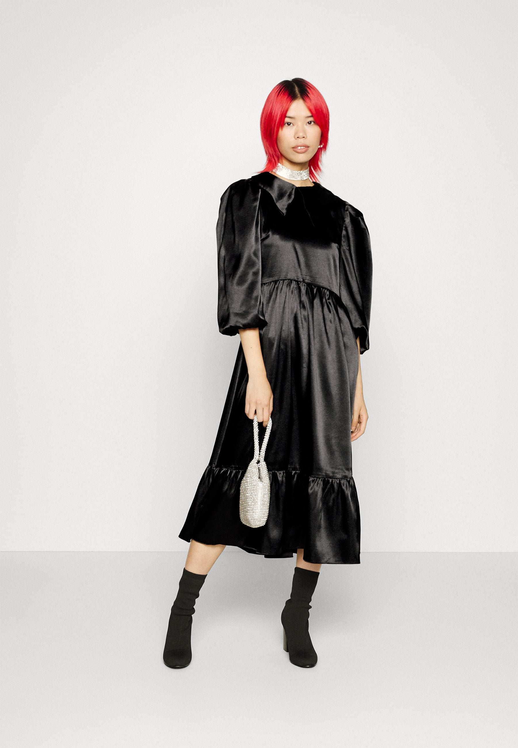 Glamorous MIDAXI STATEMENT COLLAR DRESS WITH PUFF SLEEVES
