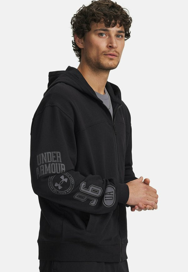 Under Armour RIVAL LIGHTWEIGHT GRAPHIC - Zip-up sweatshirt - black