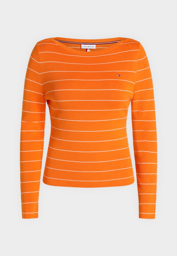 Tommy Hilfiger FULL NEEDLE BOAT - Jumper - fine stp orange thunder / ecru