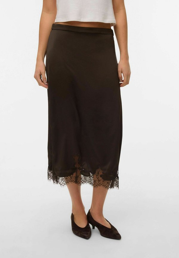 Vero Moda VMGINNY High waist Midi - A-line skirt - chocolate torte