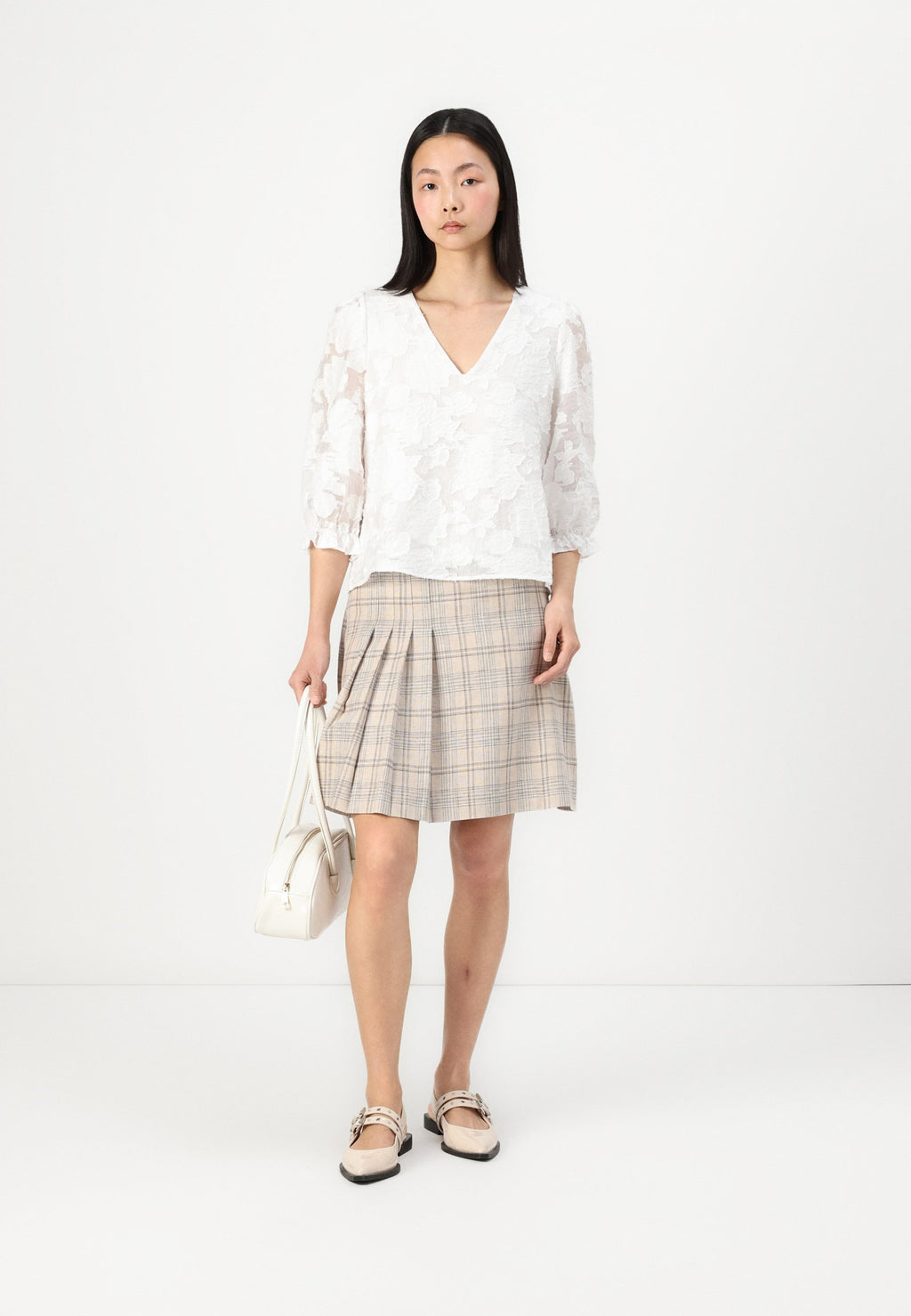 Selected Pleated Linen Blend Checked