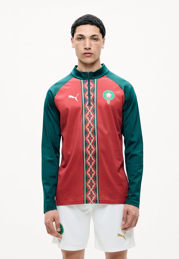 Puma MOROCCO FRMF WARM UP 1/4 ZIP TOP - National team wear - dark crimson/dark myrtle