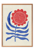 Poster and Frame RED FLOWER / LINO PRINT