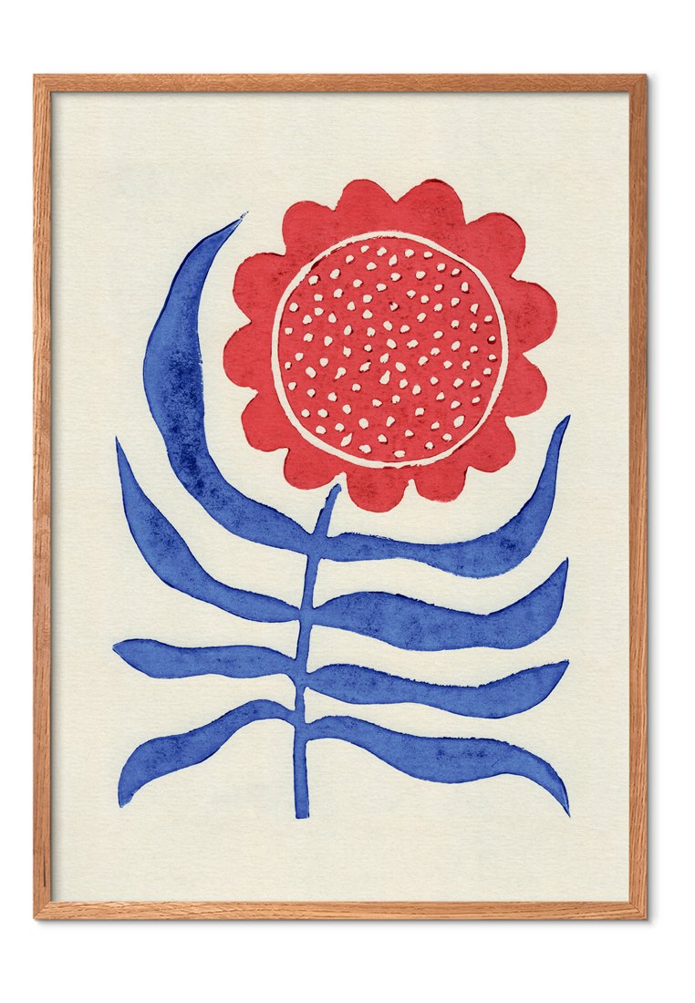 Poster and Frame RED FLOWER / LINO PRINT