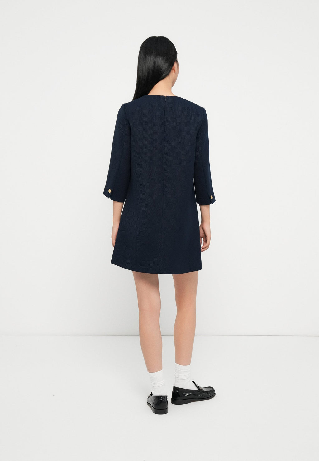 TEXTURED WOOL BLEND MINI SHIFT DRESS Media 4