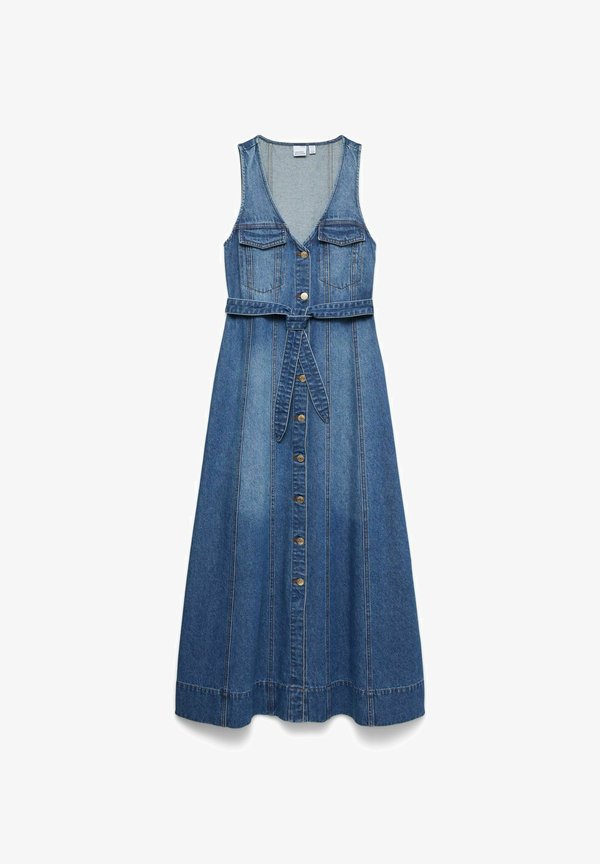 Vero Moda Denim VMMACEY Long - Denim dress - medium blue denim