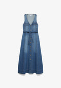 Vero Moda Denim VMMACEY Long - Denim dress - medium blue denim