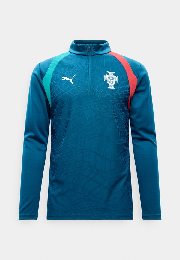 Puma PORTUGAL FPF TRAINING 1/4 ZIP TOP - Long sleeved top - ocean tropic/silver-coloured mist
