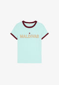 Bershka SLIM FIT WITH CONTRAST PRINT - T-SHIRT - Print T-shirt - dark blue