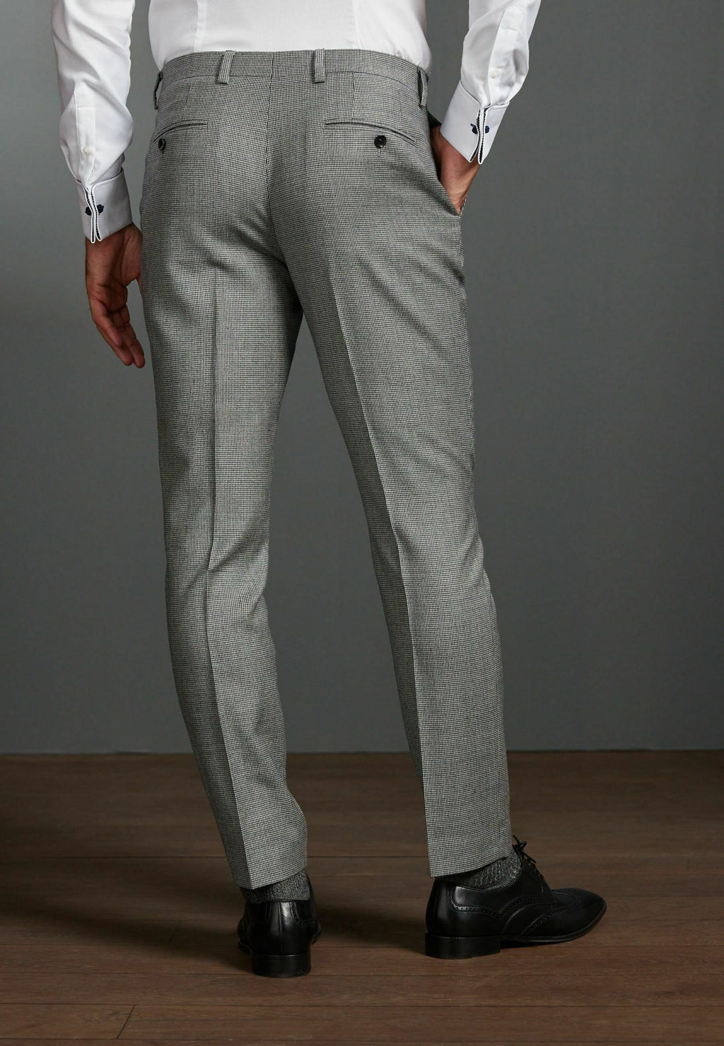 Next SLIM FIT SIGNATURE EMPIRE MILLS 100% WOOL PUPPYTOOTH SUIT: TROUSERS