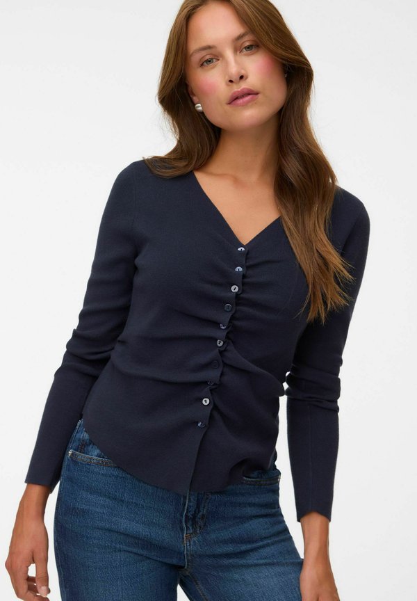 Vero Moda KNITTED PULLOVER VMROSA KNIT CARDIGAN - Cardigan - navy blazer