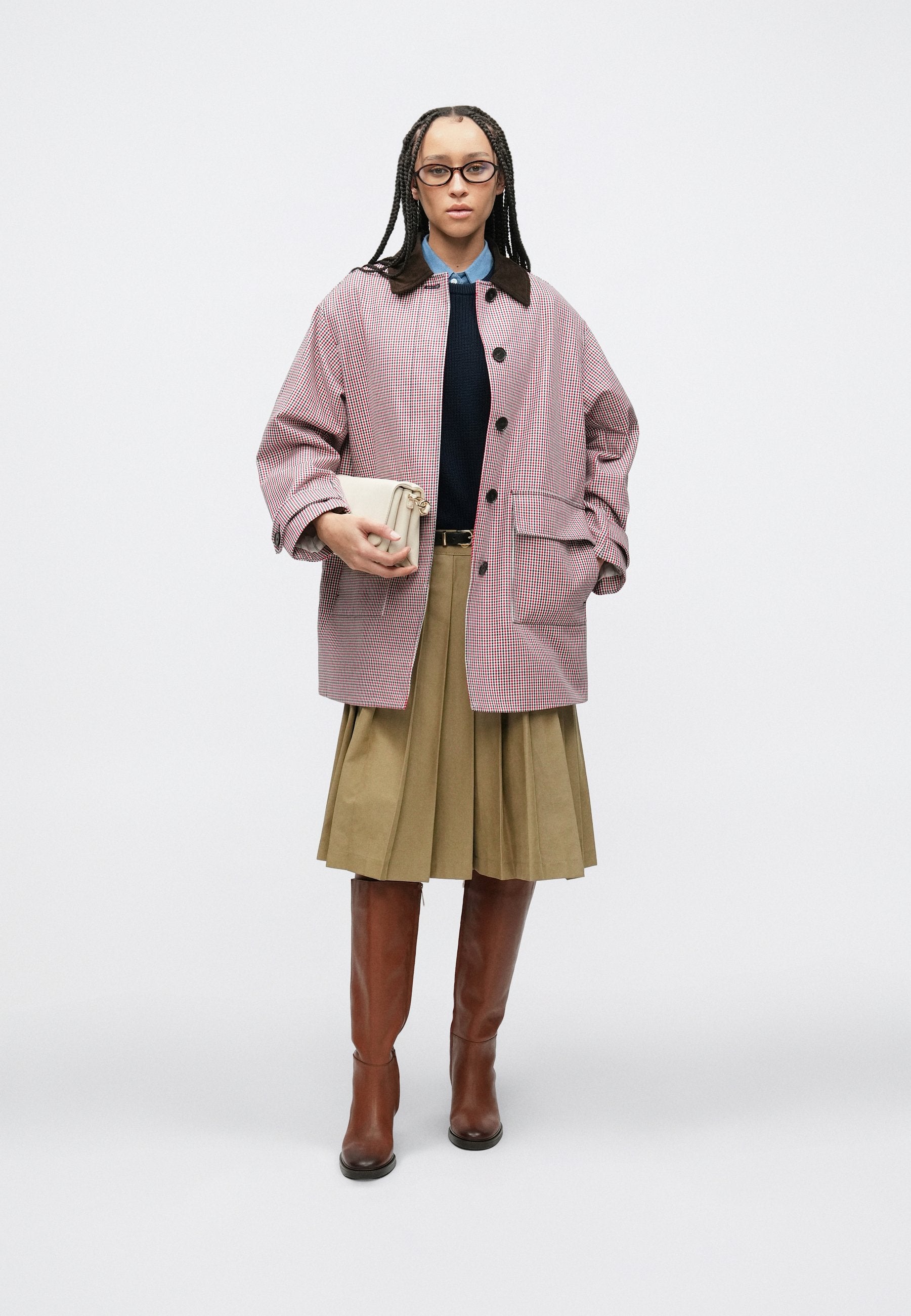 WATER REPELLENT CHECK OVERSIZED 2-IN-1 COAT Media 2