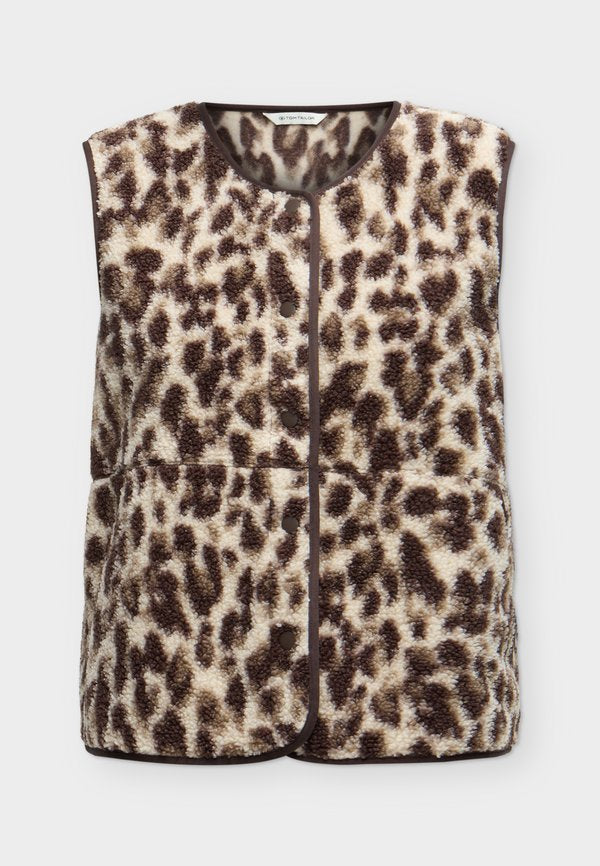 TOM TAILOR SWEATVEST - Waistcoat - beige java brown