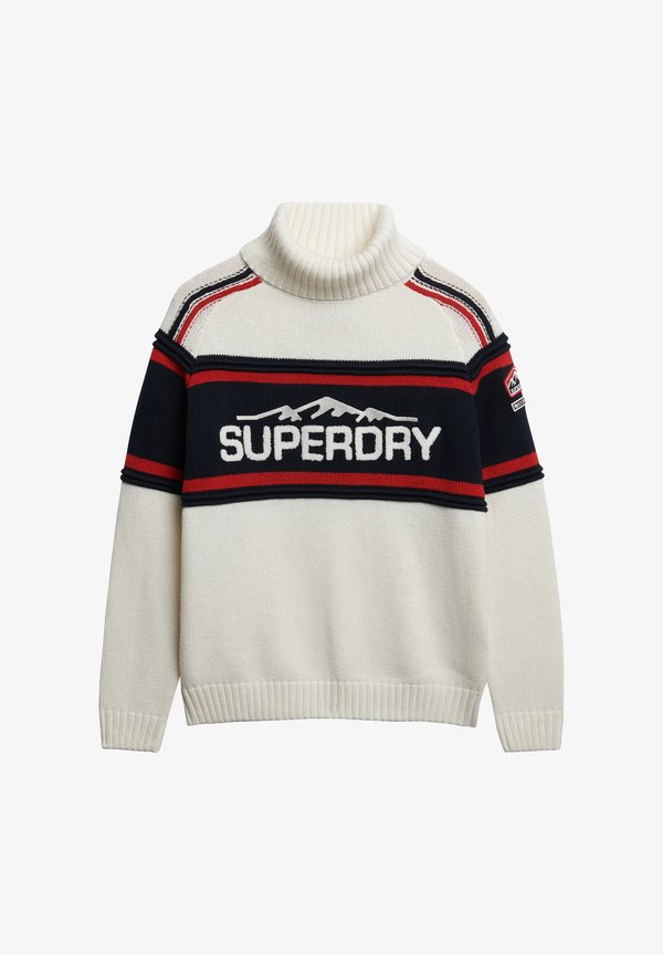 Superdry & Co APRES SKI ROLL NECK - Jumper - dusty ecru multi stripe