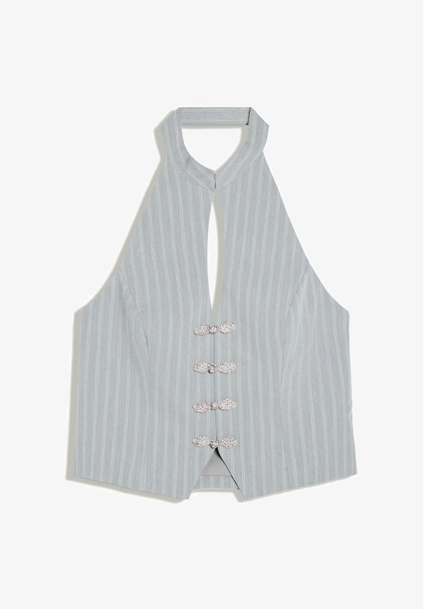 Bershka STRIPED HALTER VEST WITH DETAIL - WAISTCOAT - Waistcoat - grey