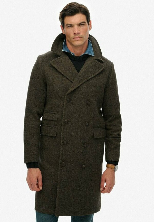 Superdry & Co THE MERCHANT STORE LONG - Classic coat - oak brown herringbon
