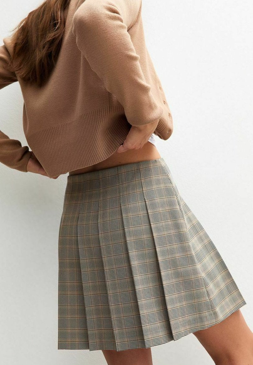 New Look CHECKED BOX PLEAT MINI