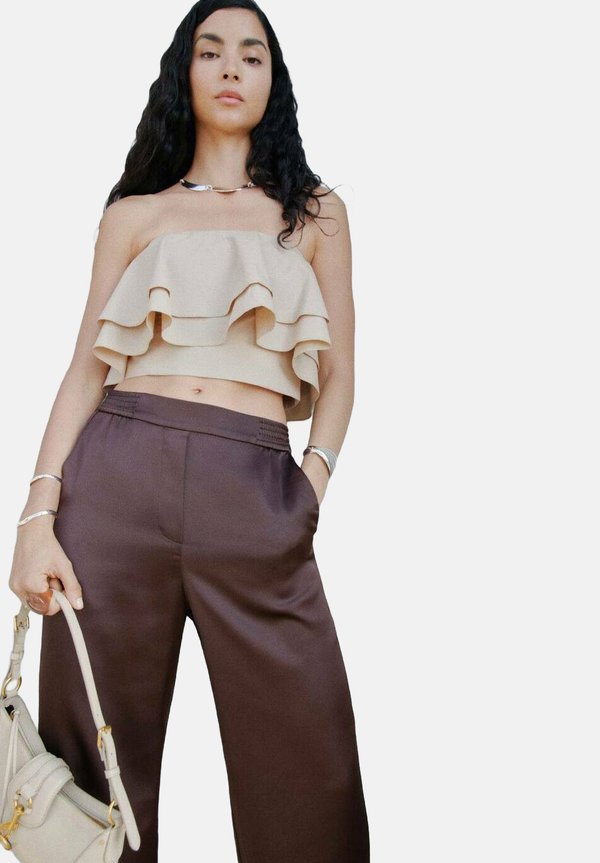 Mango CONTRAST STRIPE STRAIGHT  - Trousers - mauve