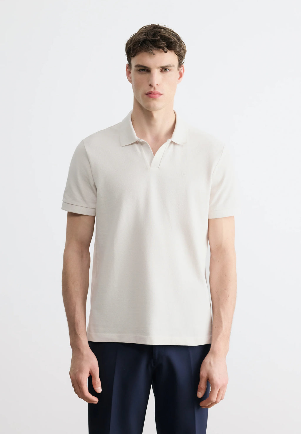 Calvin Klein Jeans OPEN COLLAR CASUAL - Polo shirt - white sand