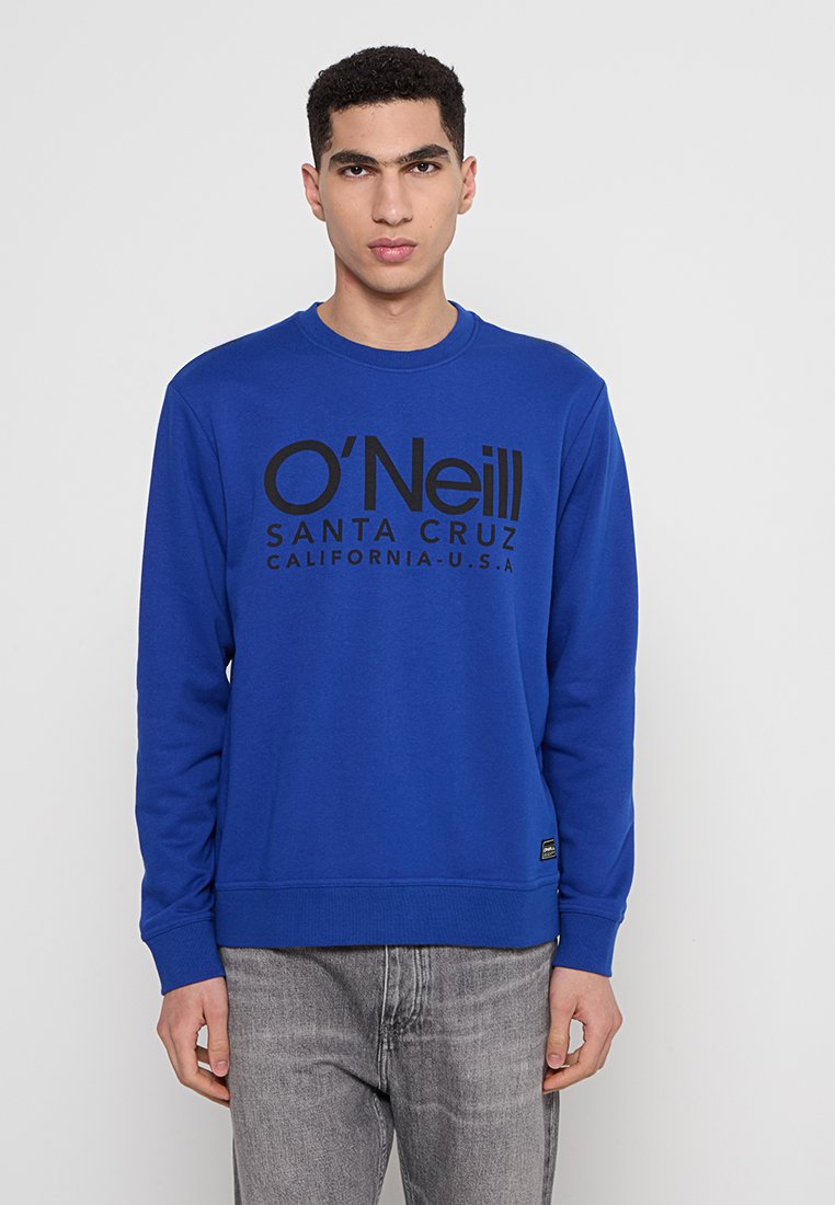 Blaues Sweatshirt aus Baumwollmischung mit Rundhalsausschnitt und langen Ärmeln. Schwarzer Grafikslogan "O'Neill SANTA CRUZ CALIFORNIA-U.S.A." auf der Vorderseite.