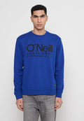 Blaues Sweatshirt aus Baumwollmischung mit Rundhalsausschnitt und langen Ärmeln. Schwarzer Grafikslogan "O'Neill SANTA CRUZ CALIFORNIA-U.S.A." auf der Vorderseite.