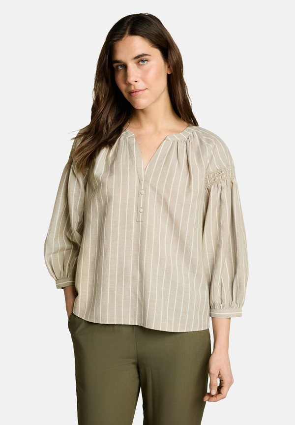 TOM TAILOR Blouse - olive irregular stripe