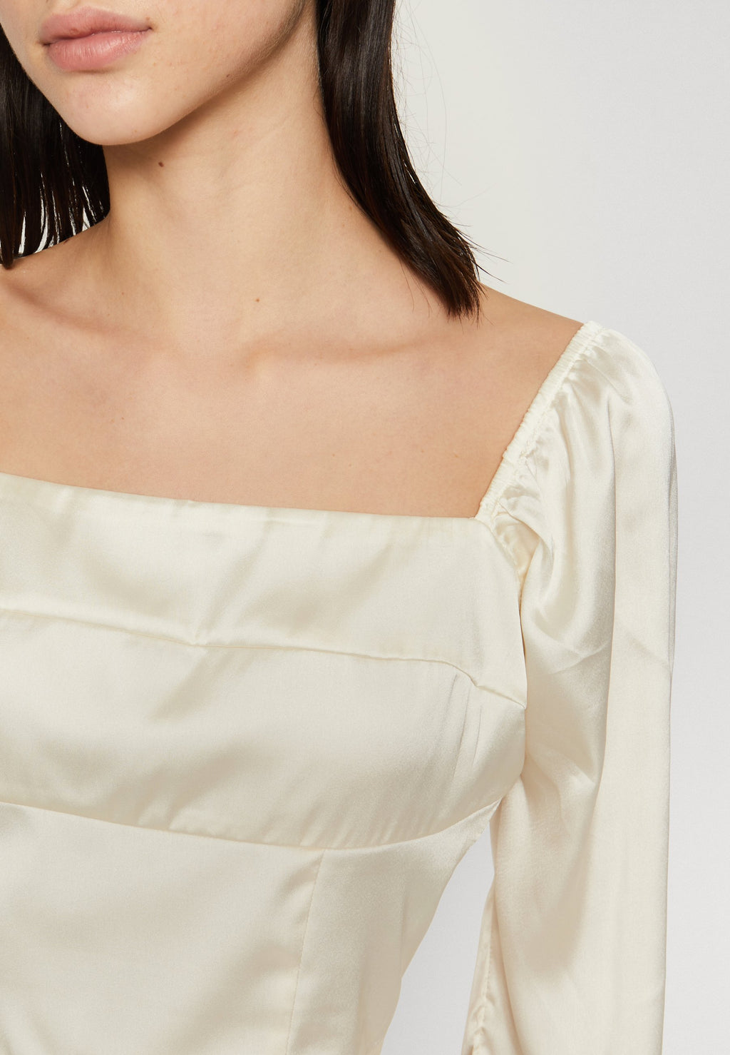 Hollister Co. LONG-SLEEVE SATIN SQUARE-NECK TOP